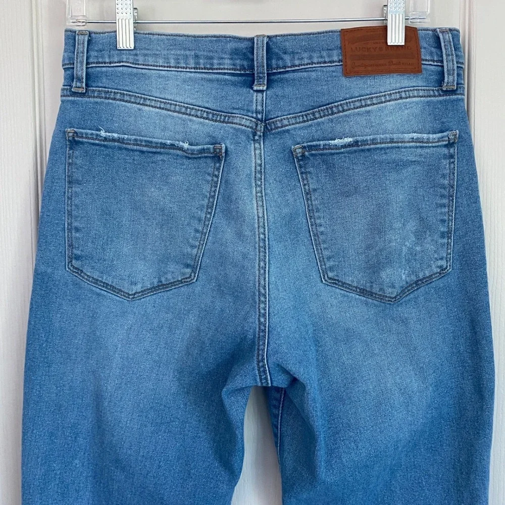 Lucky Brand Stevie High Rise Flare Jeans Womens 12/31R Blue Distressed Denim - Picture 11 of 11